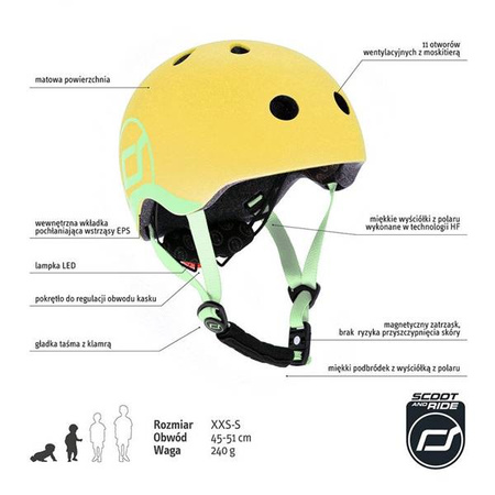 Scootandride Kask XXS-S Dla Dzieci 1-5 Lat  Lemon