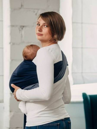 LennyLamb Moja pierwsza chusta kółkowa do noszenia dzieci - AZURYT, tkana splotem skośno-krzyżowym - bawełniana - ramię bez zakładek  (100% bawełna) standard 1.8 m