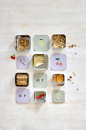 Lassig Pojemnik na przekąski snackbox ze stali nierdzewnej 3 szt. Happy Fruits Cherry