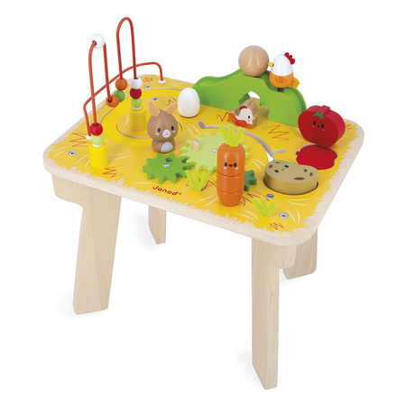 Janod Wielofunkcyjny stolik edukacyjny drewniany Farma 12m+