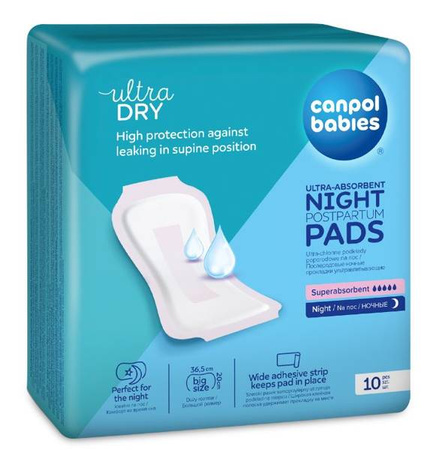 Canpol Babies Ultrachłonne Podkłady Poporodowe Na Noc Ultra Dry 10 Szt 78/004