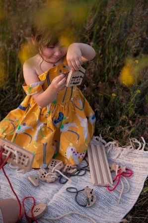 Babai Drewniana Zabawka Sznurowanka Zestaw Naturalny