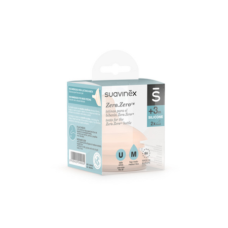 Suavinex ZERO ZERO Smoczki Do Butelek Rozmiar M Przepływ średni 2 szt. 