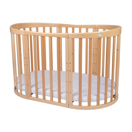 Waldin Łóżeczko Dziecięce Owalne 7w1 z Materacem Natural