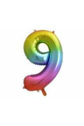 Godan Balon Foliowy Cyfra 9 Tęczowy 85 Cm