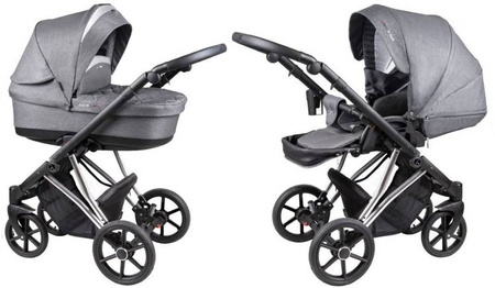 Coletto Craft Wózek Głęboko-Spacerowy 2w1 C-02 Czarno-Srebrna Rama 