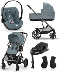 Cybex Balios S Lux 2.0 Wózek Głęboko-Spacerowy Stormy Blue + Cloud G I-Size Fotelik Samochodowy 0-13kg + Baza G + Adaptery