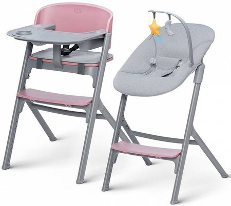 Kinderkraft Livy Krzesełko Do Karmienia + Calmee Bujaczek Różowy Aster Pink