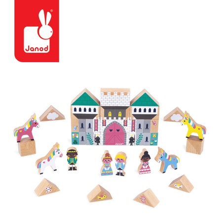 Janod Zestaw klocków i figurek 37 el. Zaczarowane królestwo Cross Roads 2+