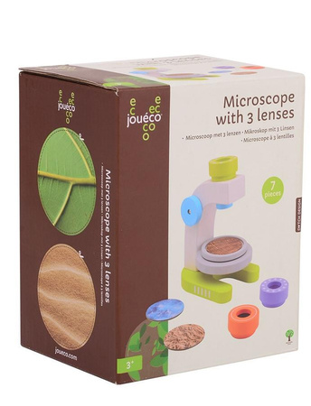 Joueco Drewniany mikroskop 3 soczewki dla dzieci