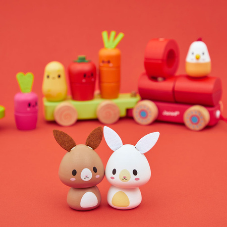 Janod Pociąg z klockami i figurkami do ciągnięcia Farma 12m+