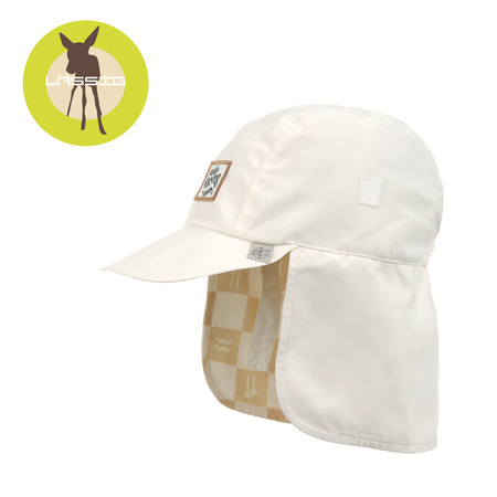 Lassig Czapka z filtrem UV80 z daszkiem i osłoną karku Splash & Fun Krata vanilla/sea salt, rozm. 52/53
