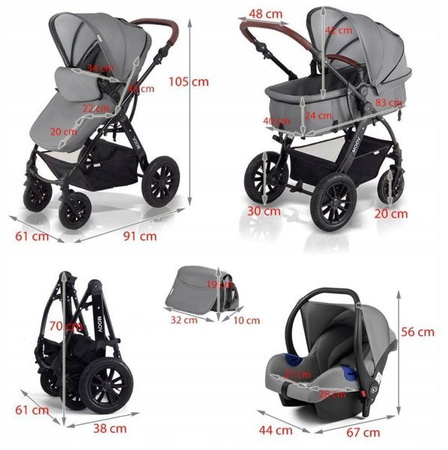 KinderKraft Moov Wózek Wielofunkcyjny 3w1  Grey Melange