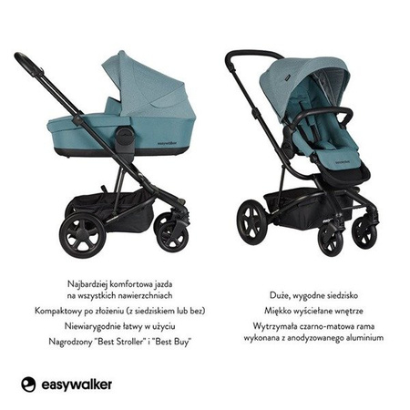 Easywalker Harvey 2 Wózek głęboko-spacerowy (zawiera stelaż, siedzisko z budką i pałąkiem)  Ocean Blue
