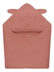 Lionelo Ręcznik kąpielowy z kapturkiem Muslin Hooded Towel Red Coral