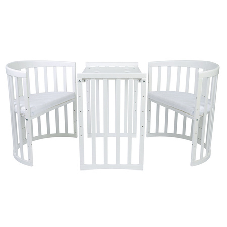 [OUTLET] Waldin Łóżeczko Dziecięce Owalne 7w1 z Materacem Białe