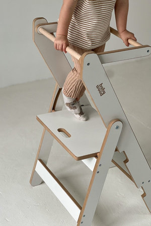 Baby Wood Kitchen Helper Składany Szary