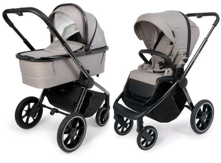Muuvo Quick 3.0 Wózek Głęboko-Spacerowy Black Chrome z Gondolą XL Zestaw 2w1 Steel Grey