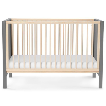 Kinderkraft Mia 2w1 - Łóżeczko dziecięce + Materac + Prześcieradło Grey