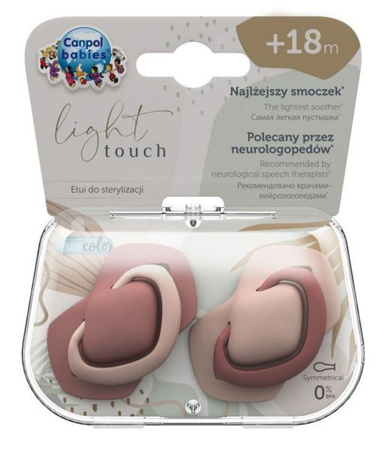 Canpol Babies Smoczek Silikonowy Symetryczny Pure Color  18m+ 2szt. 22/657_pin Pink