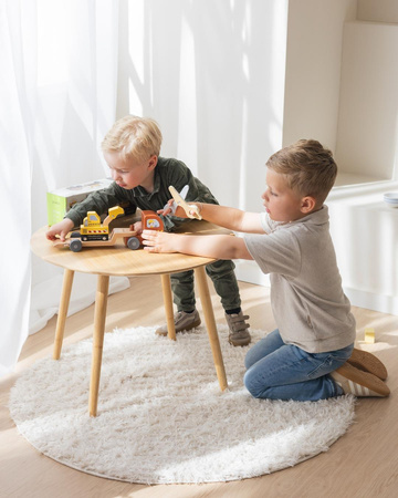 Joueco Drewniane auto z naczepą i koparką