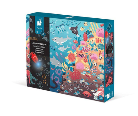 Janod Świecące puzzle z mini-lampką UV Ocean 24 elementy 3+