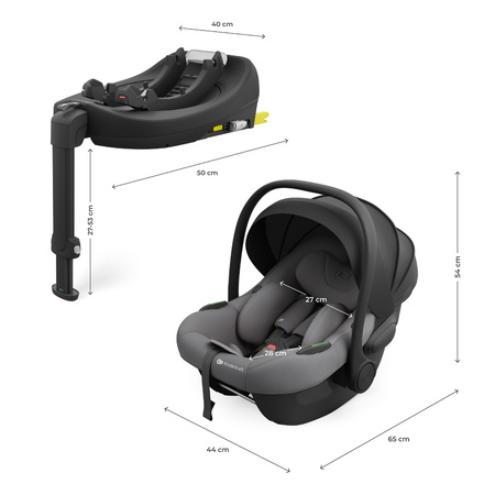 Kinderkraft Zestaw 3w1 Endura Safe Modular System Fotelik Samochodowy 0-36 kg Szary