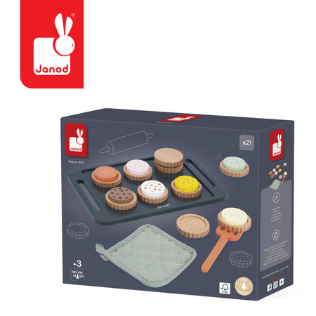 Janod Drewniany zestaw do pieczenia ciasteczek 21 el. Shiny Grandma 3+