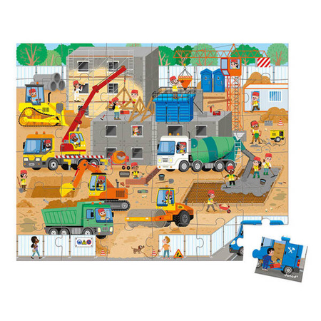 Janod Puzzle w Walizce 36 elementów 4+ Plac Budowy