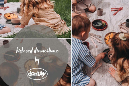 Dantoy TINY BIObased Miska dla dzieci 2 szt Nude/Ruby Red