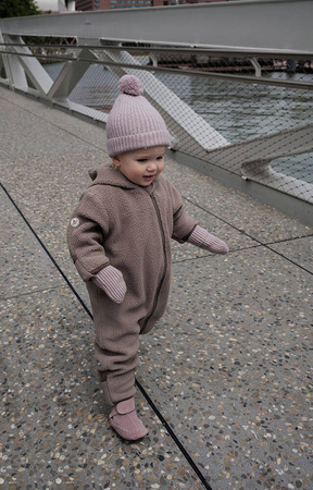 Lodger Czapeczka z wełny merino 100% różowa Rose 6-12m