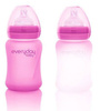 Everyday Baby, Szklana butelka ze smoczkiem S reagująca na temperaturę, 150 ml Wiśniowy