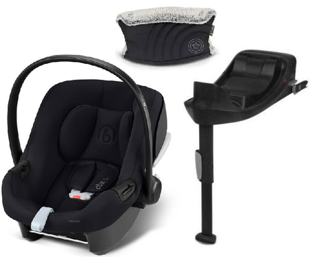 Cybex Aton B2 i-Size Fotelik Samochodowy 0-13kg + Baza One Volcano Black + Kiddy Mufka do Wózka	