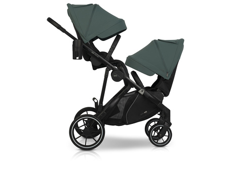 Easy Go Duoflex Wózek Głęboko-Spacerowy Bliźniaczy Rok po Roku Sage Green 2 Siedziska 1 Gondola
