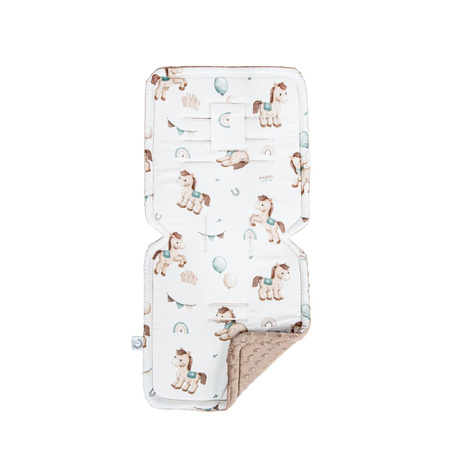 Bonjour Cherie Bambusowa dwustronna Wkładka do wózka duża Koniki 36x86 cm