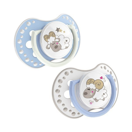 Lovi Dynamiczny Smoczek Uspokajający 3-6m Silikonowy 2szt. 22/810 Night&Day Boy Lamb