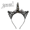 Souza! Opaska z koronkowymi uszami i rogiem jednorożca czarna Glynda