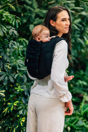 LennyLamb Nosidło Klamrowe Onbuhimo Pro Z Tkaniny Żakardowej (59% Bawełna, 41% Wełna Merino), Rozmiar Standard - Pawi Ogon - Pitch Black