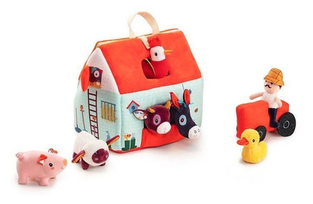 Lilliputiens Rozkładany Domek Farma z 6 Zwierzątkami, Rolnikiem i Traktorem 18m+