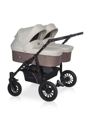 Riko Basic Saxo Wózek Bliźniaczy Głęboko-Spacerowy 03 Latte