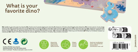 Joueco Drewniane puzzle z uchwytami DINO