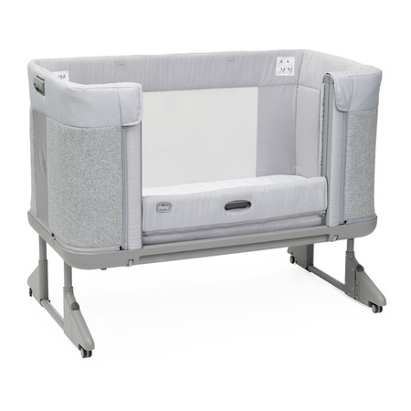 Chicco Next2Me Forever Łóżeczko Dostawne 3w1 do 22kg Ash Grey + Prześcieradło 2szt Pink Pois