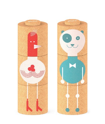 Elou Ekologiczne Klocki Korkowe - Układanka Piramida kogut/panda 18m+