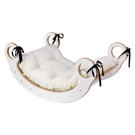 GUGI Bujak Drewniany Montessori XL + Poduszka Beżowa