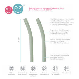 EZPZ Silikonowy kubeczek Mini Cup 120 ml + 2 słomki GRATIS pastelowa zieleń