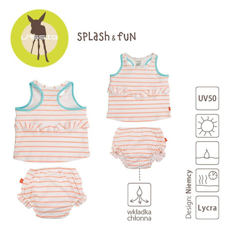 Lassig Kostium do pływania dwuczęściowy z wkładką chłonną Sailor peach UV 50+