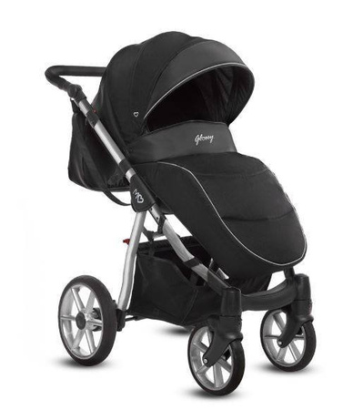 Babyactive Wózek Głęboko-Spacerowy Mommy Glossy + Fotelik Samochodowy 0-13 kg  3w1 Czarny/Silver