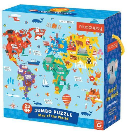 Mudpuppy Puzzle Podłogowe Jumbo Mapa Świata 25 Elementów 2+