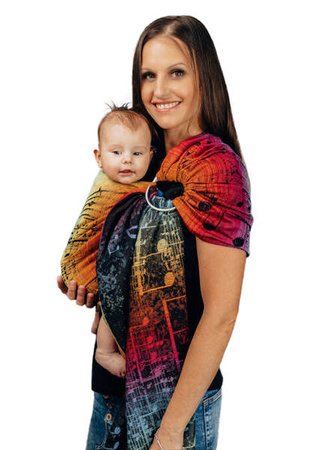 LennyLamb Chusta Kółkowa Splot Żakardowy Noszenia Dzieci Symfonia Tęczowa Dark  1,8m 100% Bawełna