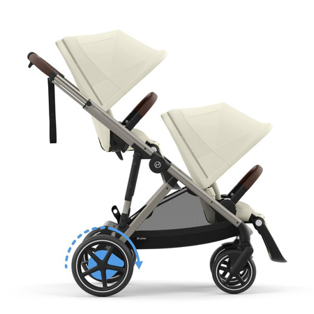 Cybex E-Gazelle S Wspomagany Wózek Spacerowy Bliźniaczy Seashell Beige